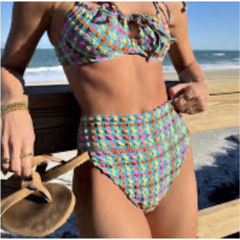 Beach Riot Highway Bikini Bottoms In Sunny Side Gingham SZ XL NWT